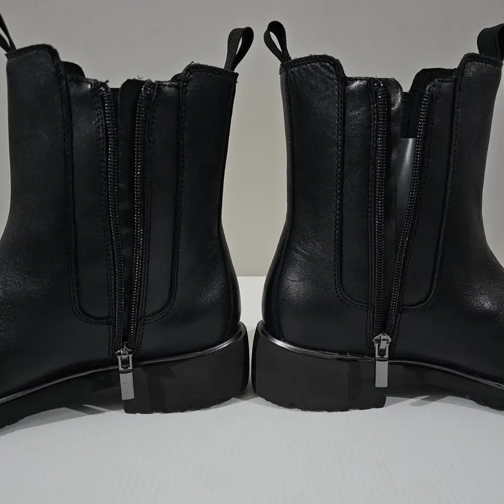 NEW Munro Heath Ankle Bootie Womens 8.5 Black Leather Water Resistant Chelsea - Picture 4 of 13